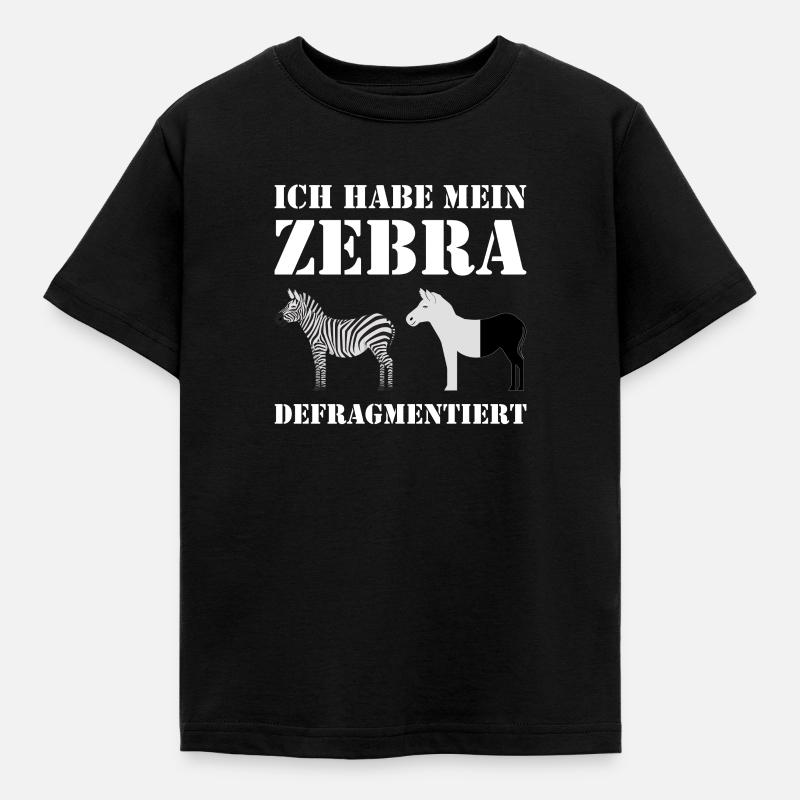 Lustiges Informatik Zebra Defragmentiert Geschenk - Kinder T-Shirt - Schwarz