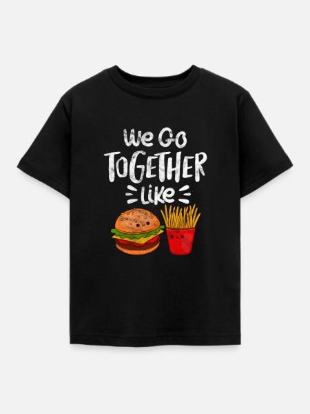 Burger Pommes - Kinder T-Shirt - Schwarz