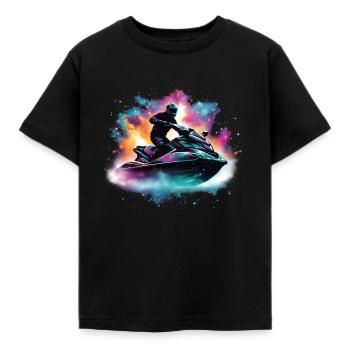 Per Jetski durch die Galaxis - Kinder T-Shirt - Schwarz - Vorne - AI Model Kid Female (0cm)