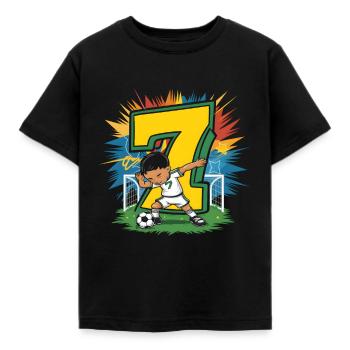 7. Geburtstag 7 Jahre Fußball Fußballspieler - Kinder T-Shirt - Schwarz - Vorne - AI Model Kid Female (0cm)