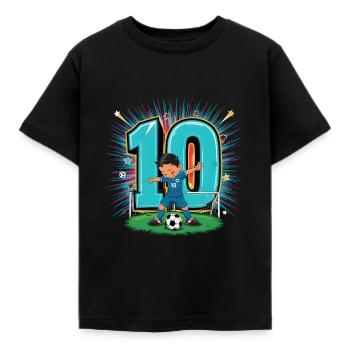 10. Geburtstag 10 Jahre Fußball Fußballspieler - Kinder T-Shirt - Schwarz - Vorne - AI Model Kid Female (0cm)