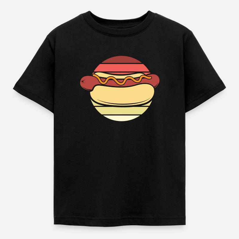 Retro Hot Dog Mit Senfkringel - Kinder T-Shirt - Schwarz