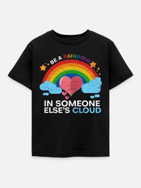 Regenbogen Herz Liebe - Kinder T-Shirt - Schwarz