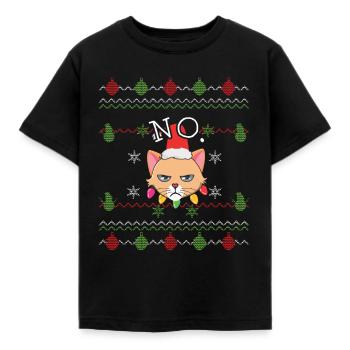 No December 2022 Cat Hates Christmas Hater - Kinder T-Shirt - Schwarz - Vorne - AI Model Kid Female (0cm)