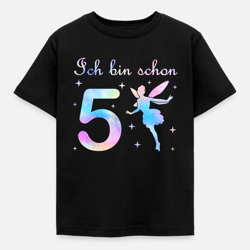 Fee Geburtstag Geschenk Mädchen 5 Jahre - Kinder T-Shirt - Schwarz