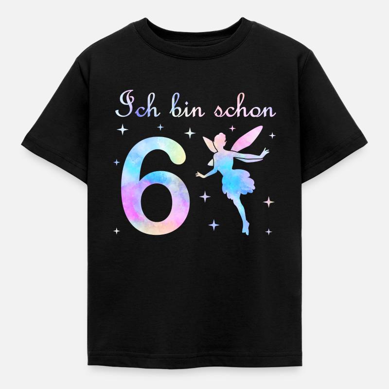 Fee Geburtstag Geschenk Mädchen 6 Jahre - Kinder T-Shirt - Schwarz