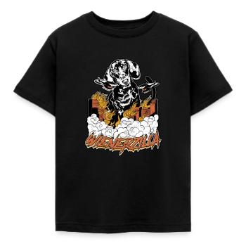 Wienerzilla - Hundeliebhaber - Kinder T-Shirt - Schwarz - Vorne - AI Model Kid Female (0cm)