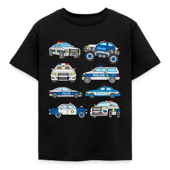 Patrouillewagen van de politie - Kinderen T-shirt - zwart - Voor - AI Model Kid Female (0cm)