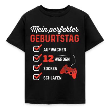 12. Geburtstag 12 Jahre Zocken Zocker Videospiele - Kinder T-Shirt - Schwarz - Vorne - AI Model Kid Female (0cm)