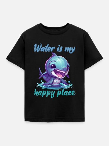 Water is my happy place - Kinder T-Shirt - Schwarz