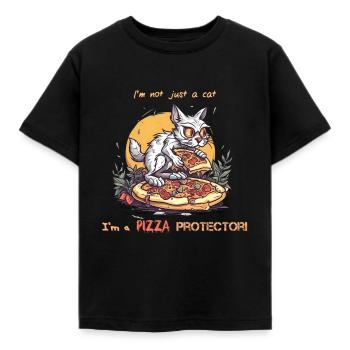 PizzaCat - I'm a Pizza Protector - Kids' T-Shirt - black - Front - AI Model Kid Female (0cm)