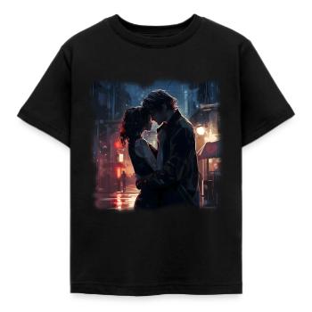 Lovers in the Rain - Kids' T-Shirt - black - Front - AI Model Kid Female (0cm)