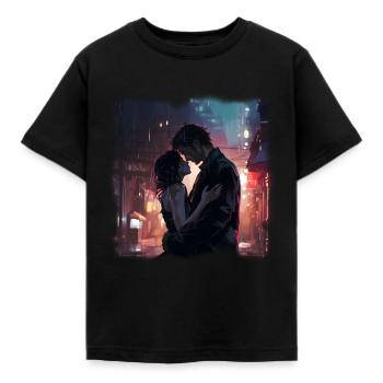 Lovers in the Rain - Kids' T-Shirt - black - Front - AI Model Kid Female (0cm)