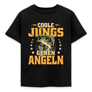 Coole Jungs gehen Angeln Sportfischer Angler - Kinder T-Shirt - Schwarz - Vorne - AI Model Kid Female (0cm)