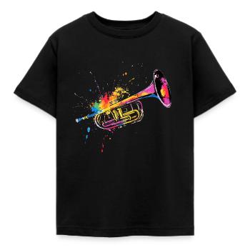 Trompete Jazz Musik Bunt - Kinder T-Shirt - Schwarz - Vorne - AI Model Kid Female (0cm)