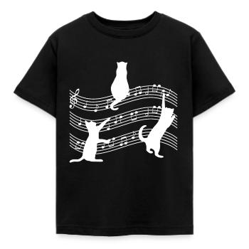 Katzen Noten Musik - Kinder T-Shirt - Schwarz - Vorne - AI Model Kid Female (0cm)