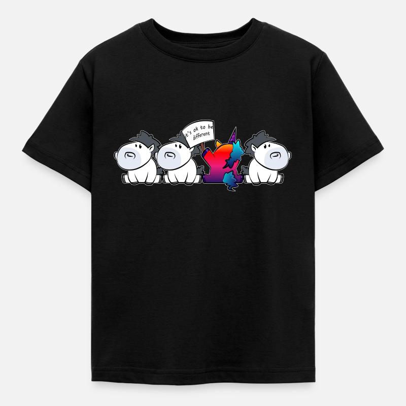 Besonders Anders Einhörner Farbenfroh - Kinder T-Shirt - Schwarz