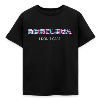 I Dont Care Vaporwave Otaku - Kids' T-Shirt - black - Front - AI Model Kid Female (0cm)