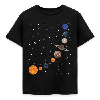 Milchstraße Planeten - Kinder T-Shirt - Schwarz - Vorne - AI Model Kid Female (0cm)