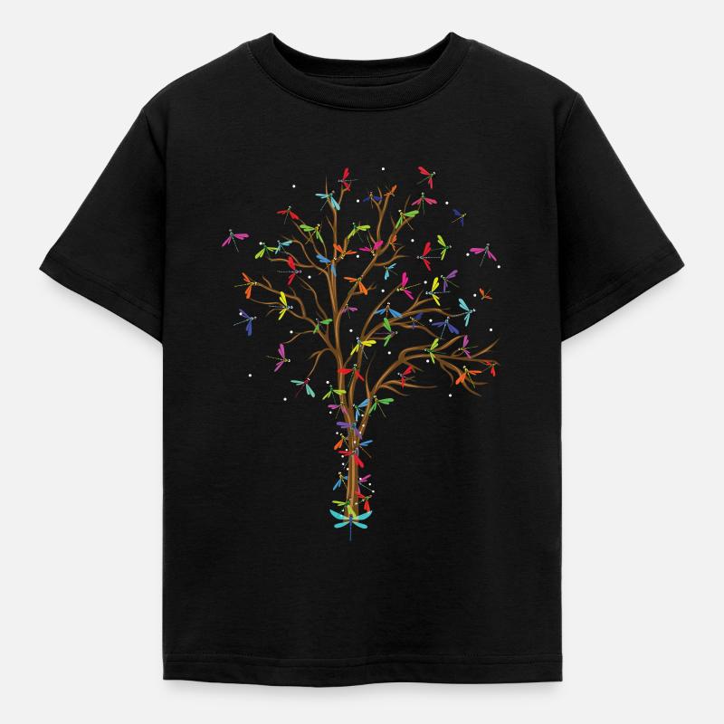 Dragonfly tree - Kids' T-Shirt - black