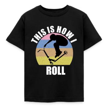 Retro Scooterist Kick Scooter Stunt Scooter Trick - Kids' T-Shirt - black - Front - AI Model Kid Female (0cm)