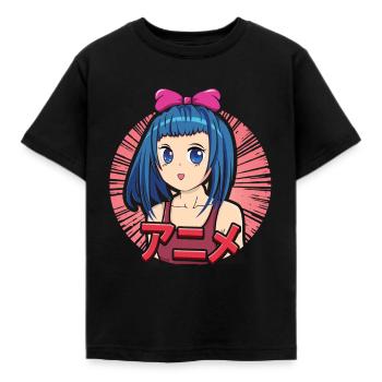 Vaporwave Japon Japonais Kawaii Girl Anime - T-shirt Enfant - noir - Devant - AI Model Kid Female (0cm)