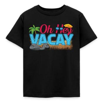 Hey Vacation 2022 Tropical Hello Summer - Kinder T-Shirt - Schwarz - Vorne - AI Model Kid Female (0cm)