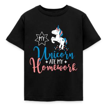 My Unicorn ate my Homework - Kids' T-Shirt - black - Front - AI Model Kid Female (0cm)