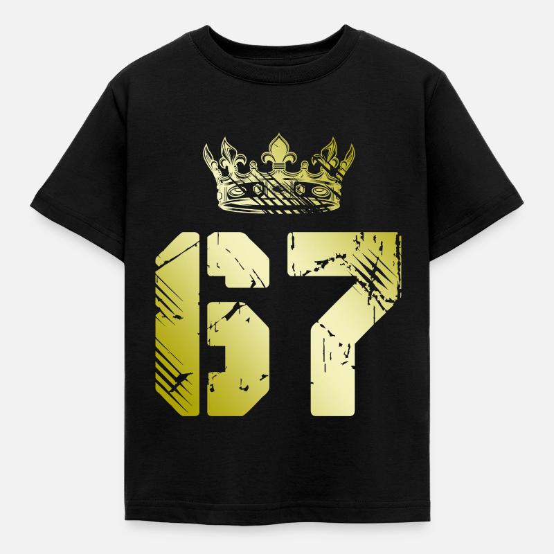 67 Nummerkrone - Børne-T-shirt - sort
