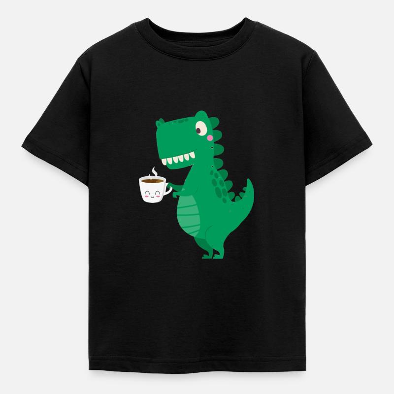 coffee rex Kaffesaurus rex - Kids' T-Shirt - black