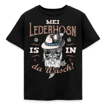 Mei Lederhosn is in da Wäsch Ersatz Tracht Bayern - Kinder T-Shirt - Schwarz - Vorne - AI Model Kid Female (0cm)