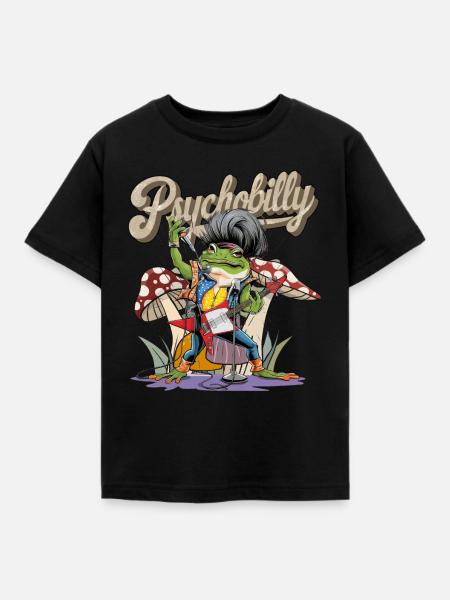 Psychobilly Rockabilly Music Frog Rock Retro 50s - Kinder T-Shirt - Schwarz