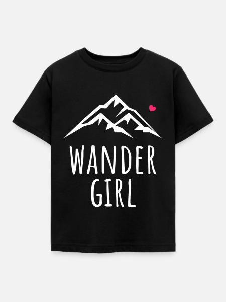 Wanderin Wander Girl - Kinder T-Shirt - Schwarz