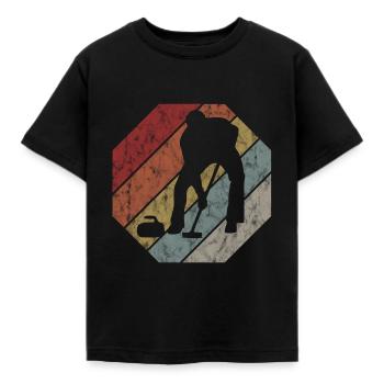 Eis Curling Curler Eisstockschießen Retro Geschenk - Kinder T-Shirt - Schwarz - Vorne - AI Model Kid Female (0cm)