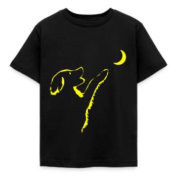 Hund schaut Mond an - Kinder T-Shirt - Schwarz - Vorne - AI Model Kid Female (0cm)