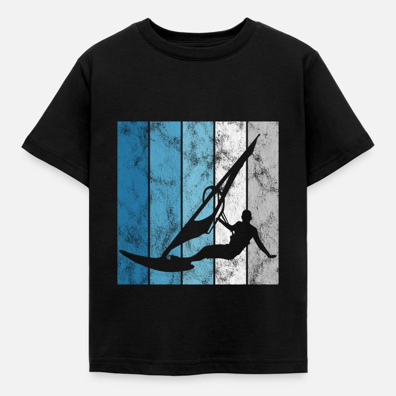 Windsurfer Windsurfing Retro Windsurfing Surfing - Kids' T-Shirt - black