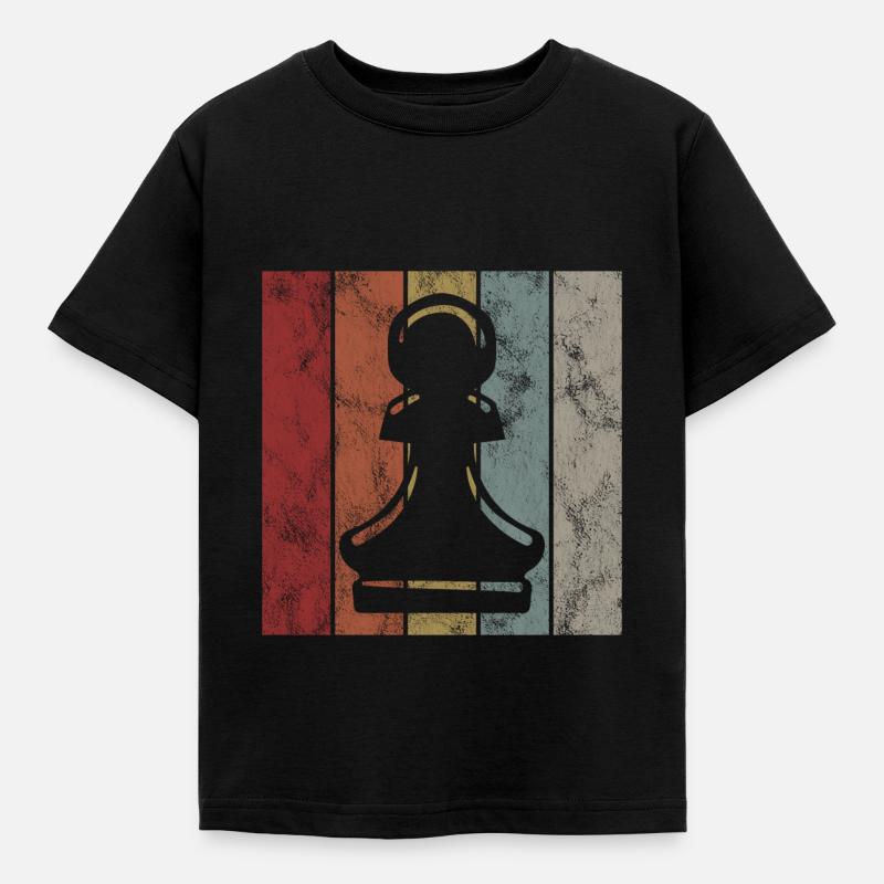 Chess Retro Chess Player Checkmate Chess Piece - Kids' T-Shirt - black