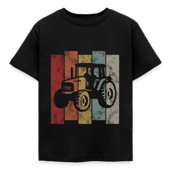 Tracteurs Tracteurs Tracteurs Bauer Rétro tracteur ferme - T-shirt Enfant - noir - Devant - AI Model Kid Female (0cm)