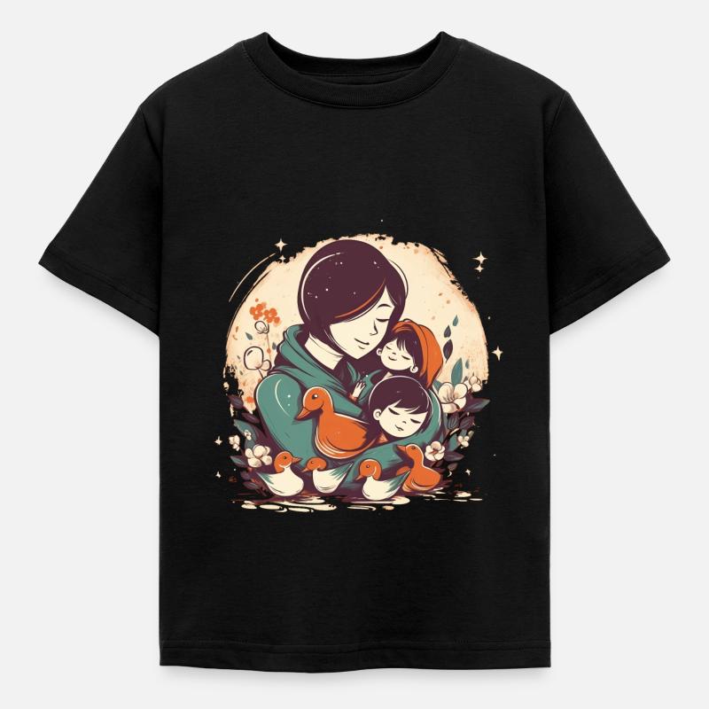 Wunderschönes Muttertagsdesign, Mama umarmt zwei - Kinder T-Shirt - Schwarz