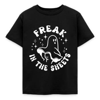 Freak in den Laken Geist mit Sternen, lustig - Kinder T-Shirt - Schwarz - Vorne - AI Model Kid Female (0cm)