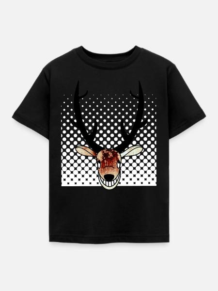 Hirsch - Kinder T-Shirt - Schwarz