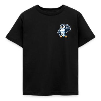 Muskulöser Pinguin - Kinder T-Shirt - Schwarz - Vorne - AI Model Kid Female (0cm)
