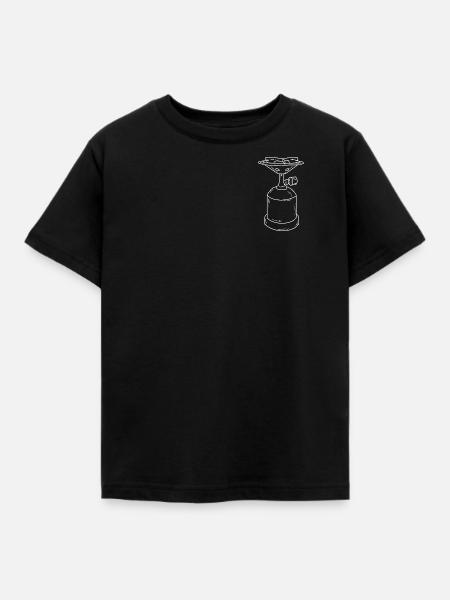 Campingkocher – Minimalistisches Camping Design - Kinder T-Shirt - Schwarz