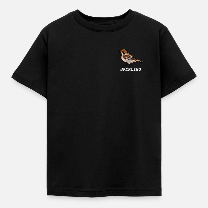 Sperling mit Name hell - Kinder T-Shirt - Schwarz