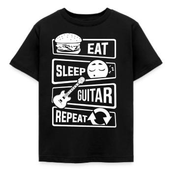 Eat Sleep Guitar Repeat - Gitarre Musik Instrument - Kinder T-Shirt - Schwarz - Vorne - AI Model Kid Female (0cm)