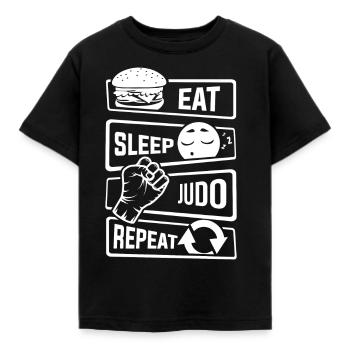 Eat Sleep Judo Repeat - Kampfsport Verteidigung - Kinder T-Shirt - Schwarz - Vorne - AI Model Kid Female (0cm)