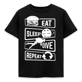 Eat Sleep Dive Repeat - Diver Diving Sea Lake - Kids' T-Shirt - black - Front - AI Model Kid Female (0cm)