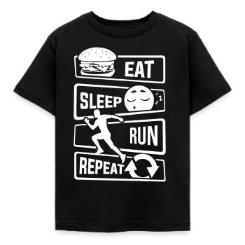 Eat Sleep Run Repeat - Laufen Läufer Fitness Sport - Kinder T-Shirt - Schwarz - Vorne - AI Model Kid Female (0cm)