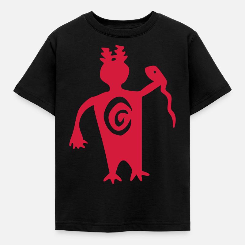 petroglyph shaman vector - Kids' T-Shirt - black
