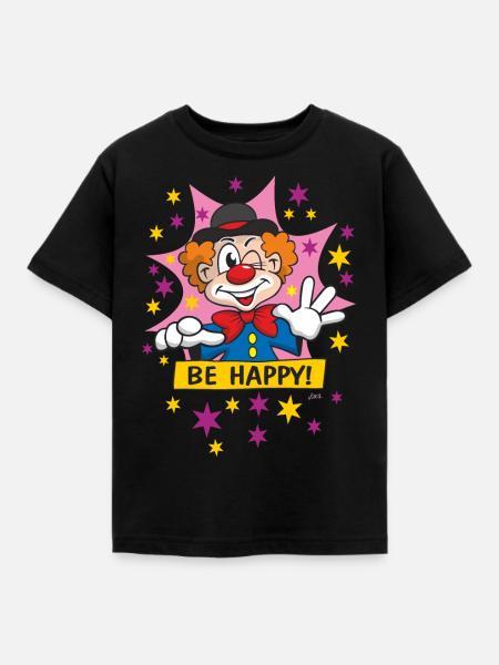 Comic Clown - Be Happy - Børne-T-shirt - sort